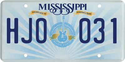 MS license plate HJO031