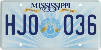 MS license plate HJO036