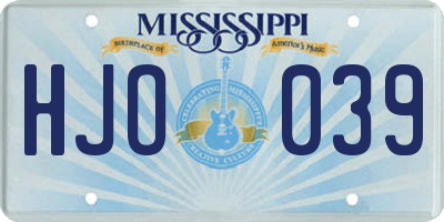MS license plate HJO039