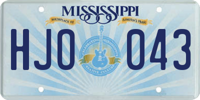 MS license plate HJO043