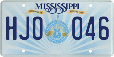 MS license plate HJO046