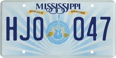 MS license plate HJO047