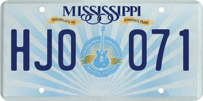 MS license plate HJO071