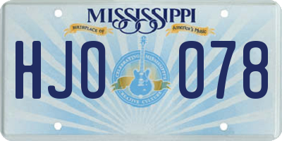 MS license plate HJO078