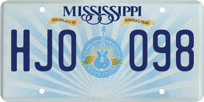 MS license plate HJO098