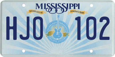 MS license plate HJO102