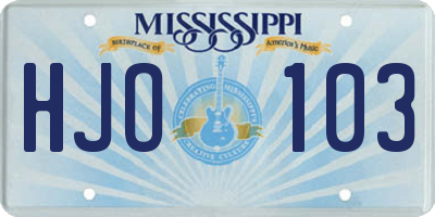 MS license plate HJO103