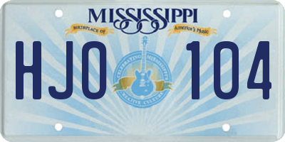 MS license plate HJO104