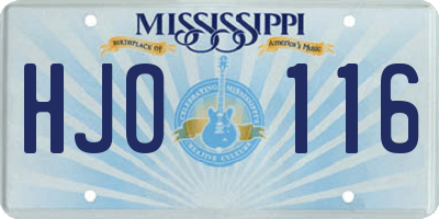 MS license plate HJO116
