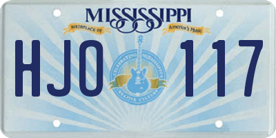 MS license plate HJO117