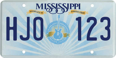 MS license plate HJO123