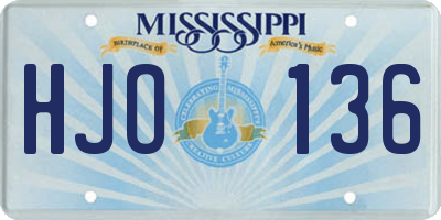 MS license plate HJO136