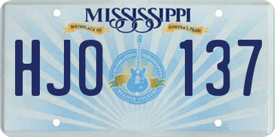 MS license plate HJO137