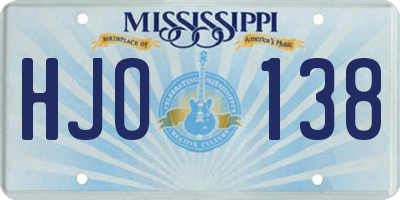MS license plate HJO138
