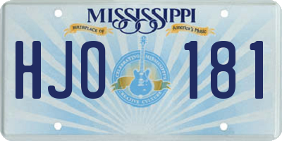 MS license plate HJO181