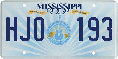 MS license plate HJO193