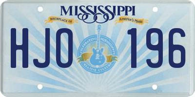 MS license plate HJO196