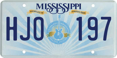 MS license plate HJO197
