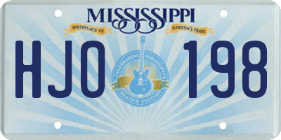 MS license plate HJO198