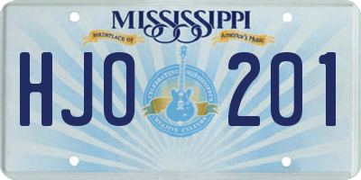 MS license plate HJO201
