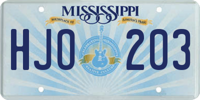 MS license plate HJO203