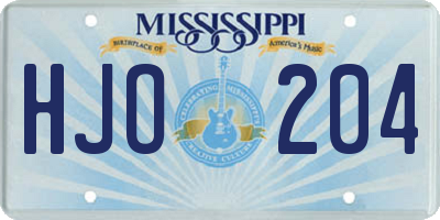 MS license plate HJO204