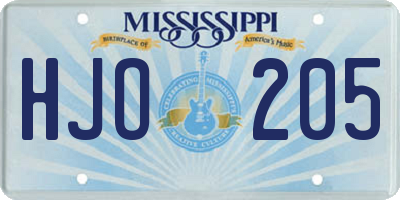 MS license plate HJO205