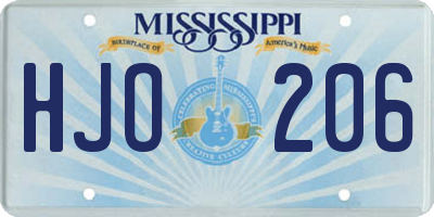 MS license plate HJO206