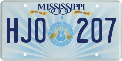 MS license plate HJO207