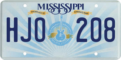 MS license plate HJO208