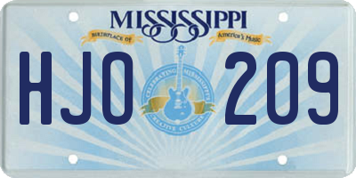 MS license plate HJO209