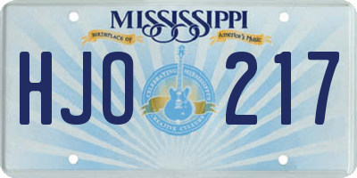 MS license plate HJO217