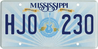 MS license plate HJO230