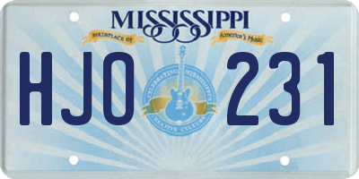 MS license plate HJO231