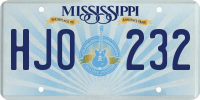 MS license plate HJO232