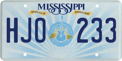 MS license plate HJO233