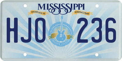 MS license plate HJO236