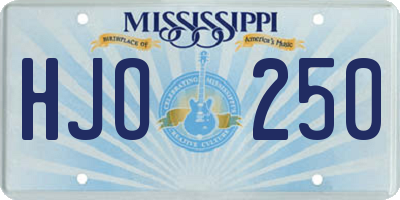 MS license plate HJO250