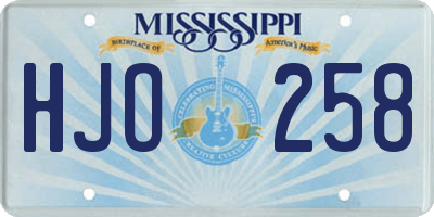 MS license plate HJO258