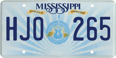 MS license plate HJO265