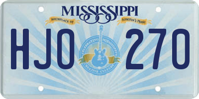 MS license plate HJO270