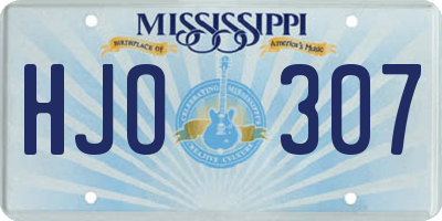 MS license plate HJO307