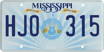 MS license plate HJO315