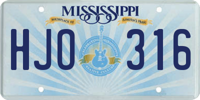 MS license plate HJO316