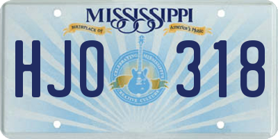 MS license plate HJO318