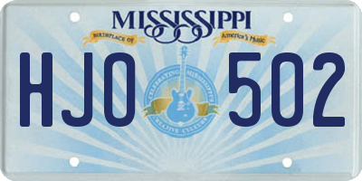 MS license plate HJO502