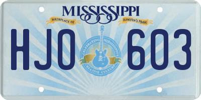 MS license plate HJO603