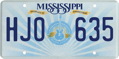 MS license plate HJO635