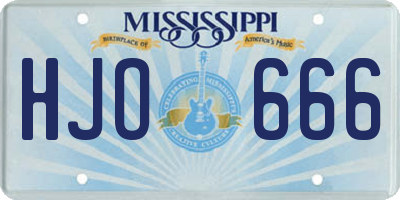 MS license plate HJO666