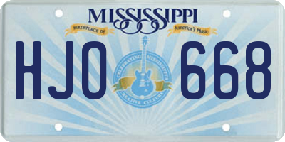 MS license plate HJO668